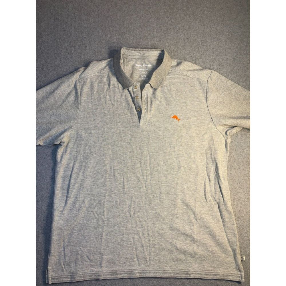 Tommy Bahama Polo Shirt Mens XL Gray Island Zone Golf Performance Slit Collared